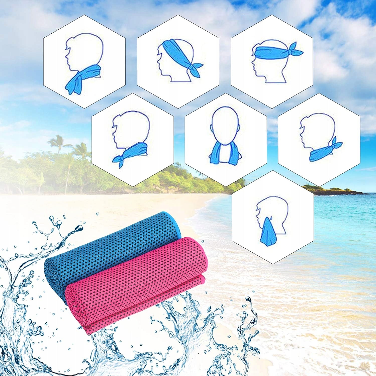Microfiber Cooling Towel 100x30 cm Color blue
