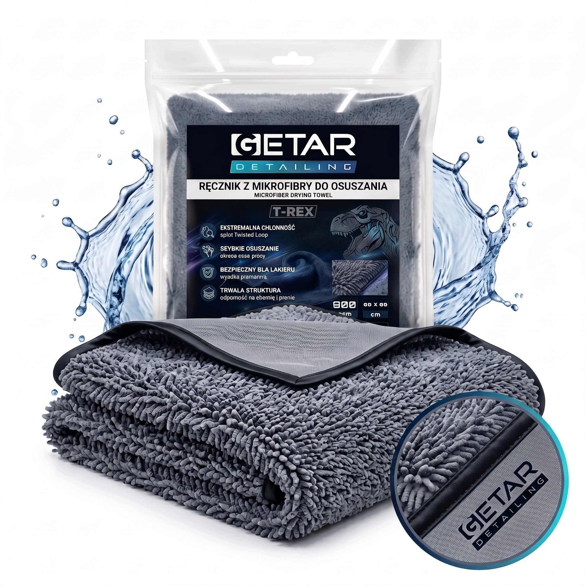 Microfiber towel for drying varnish GETAR 60x90 cm 800GSM T-REX (XL)