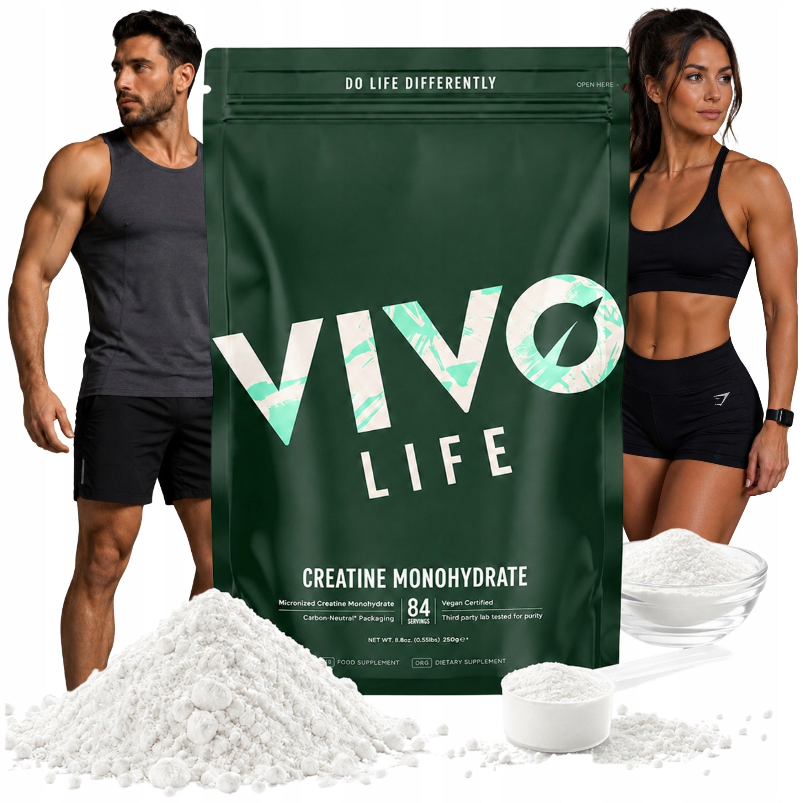 Micronized Creatine Monohydrate Vivo Life Vegan Creatine 252g/84portions