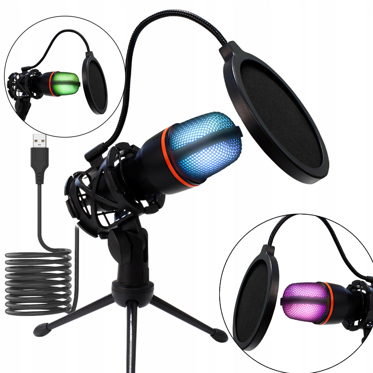 Microphone for Computer Condenser Gaming Studio KARAOKE USB Filter