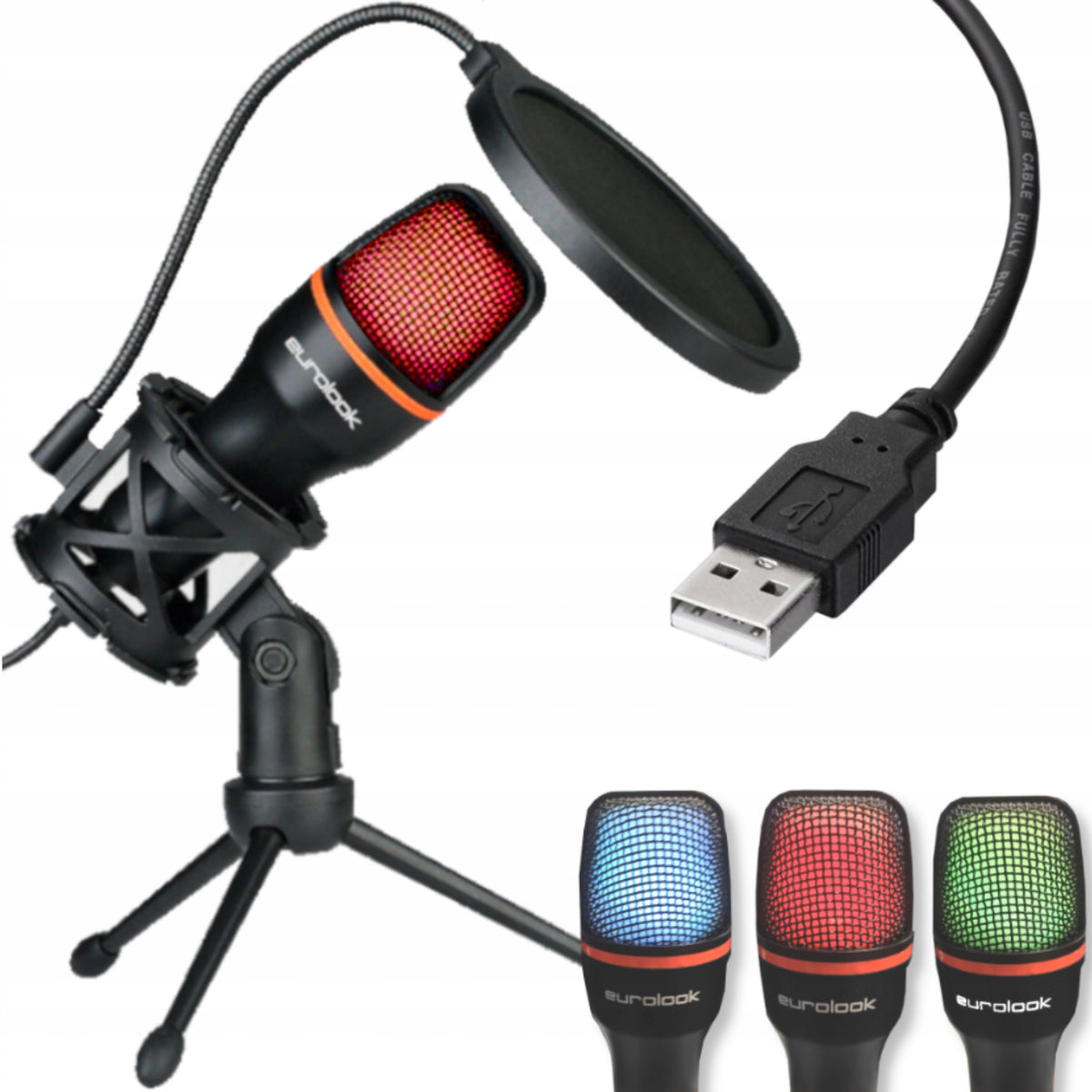 Microphone for Studio Computer EUROLOOK Gaming USB RGB Tripod Manufacturer code MCR6