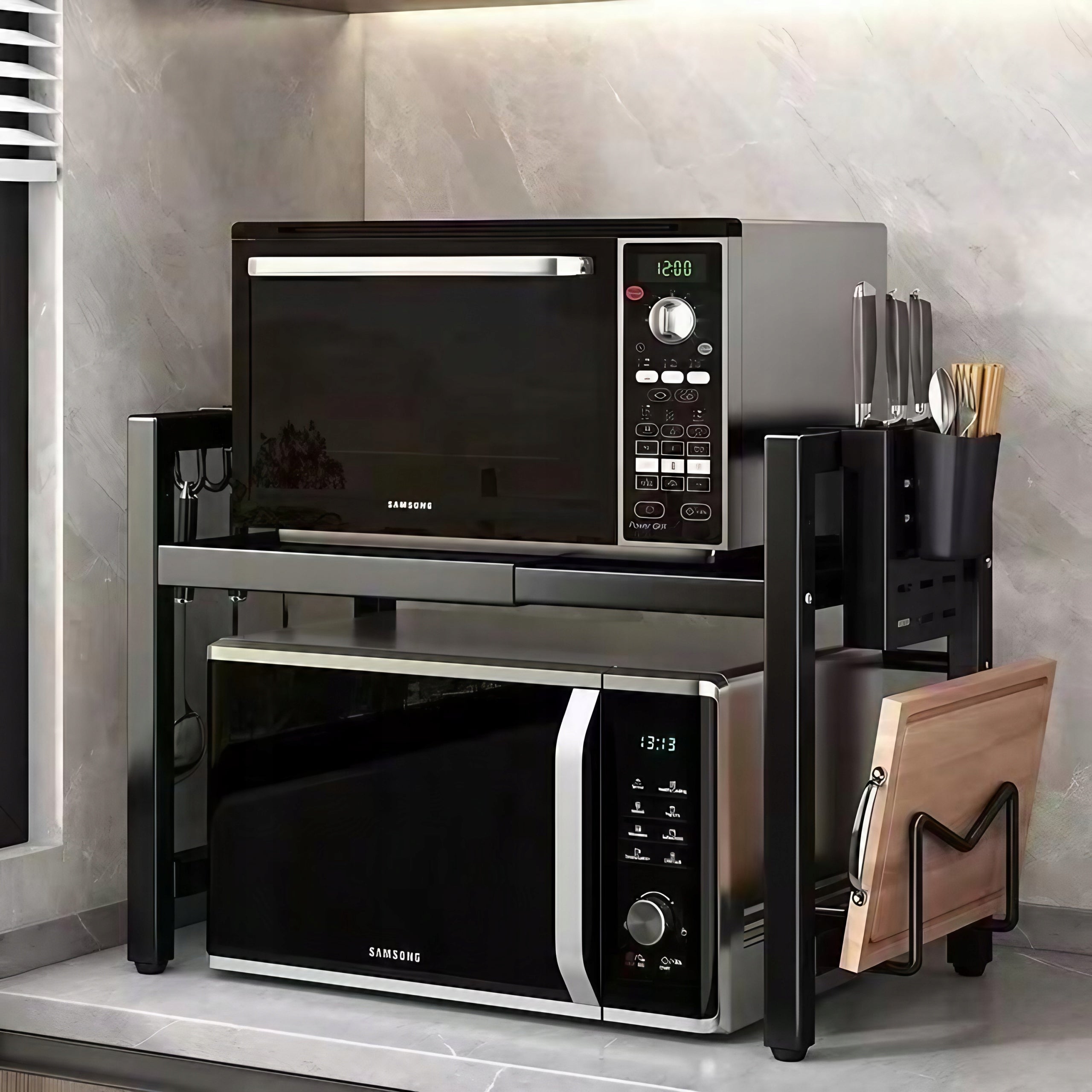 Microwave Stand Shelf Sliding Adjustable Telescopic Loft Organizer Packaging status original