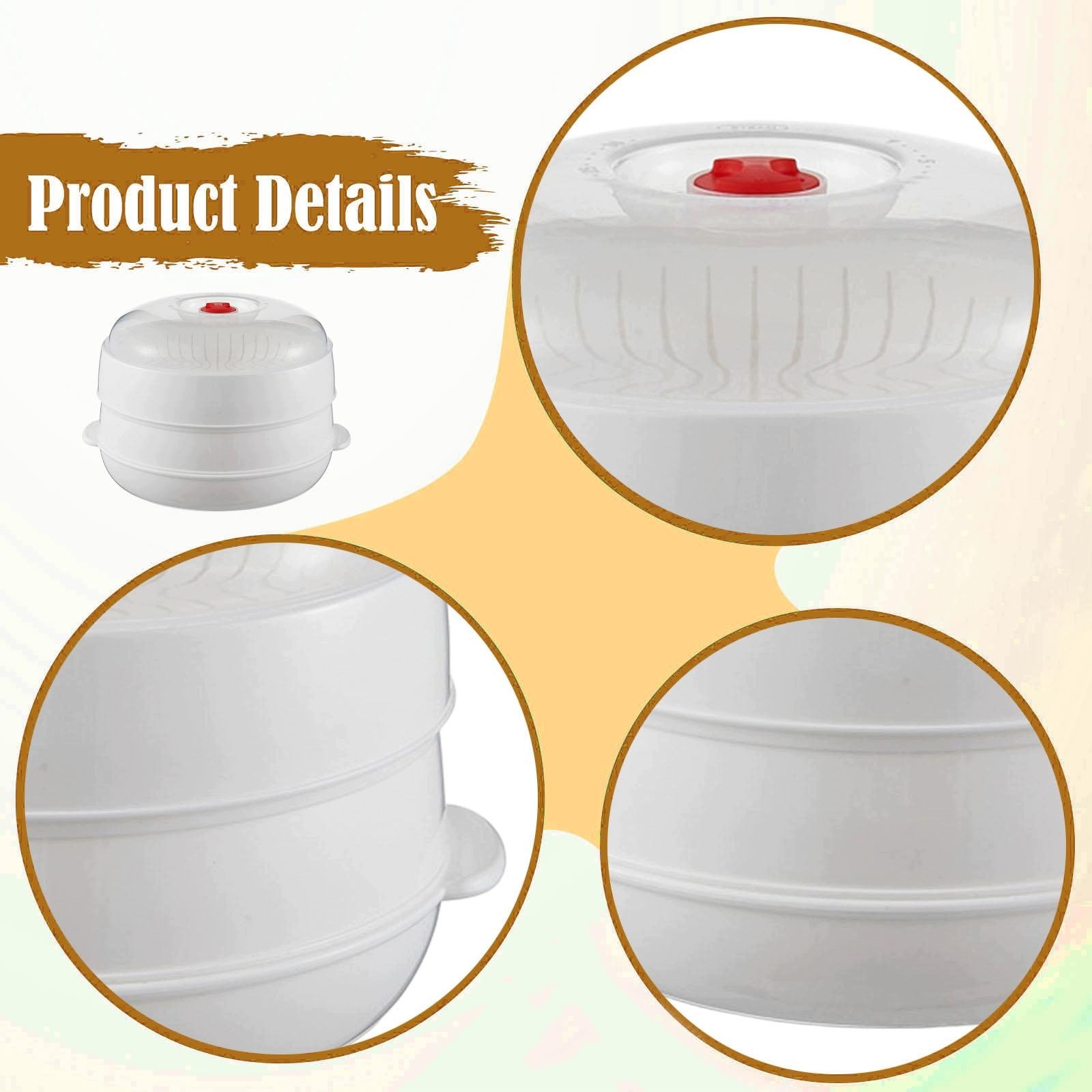 Microwave Steamer Bowl with Lid Food Container for Cheese Vegetables Ramen Packaging status original