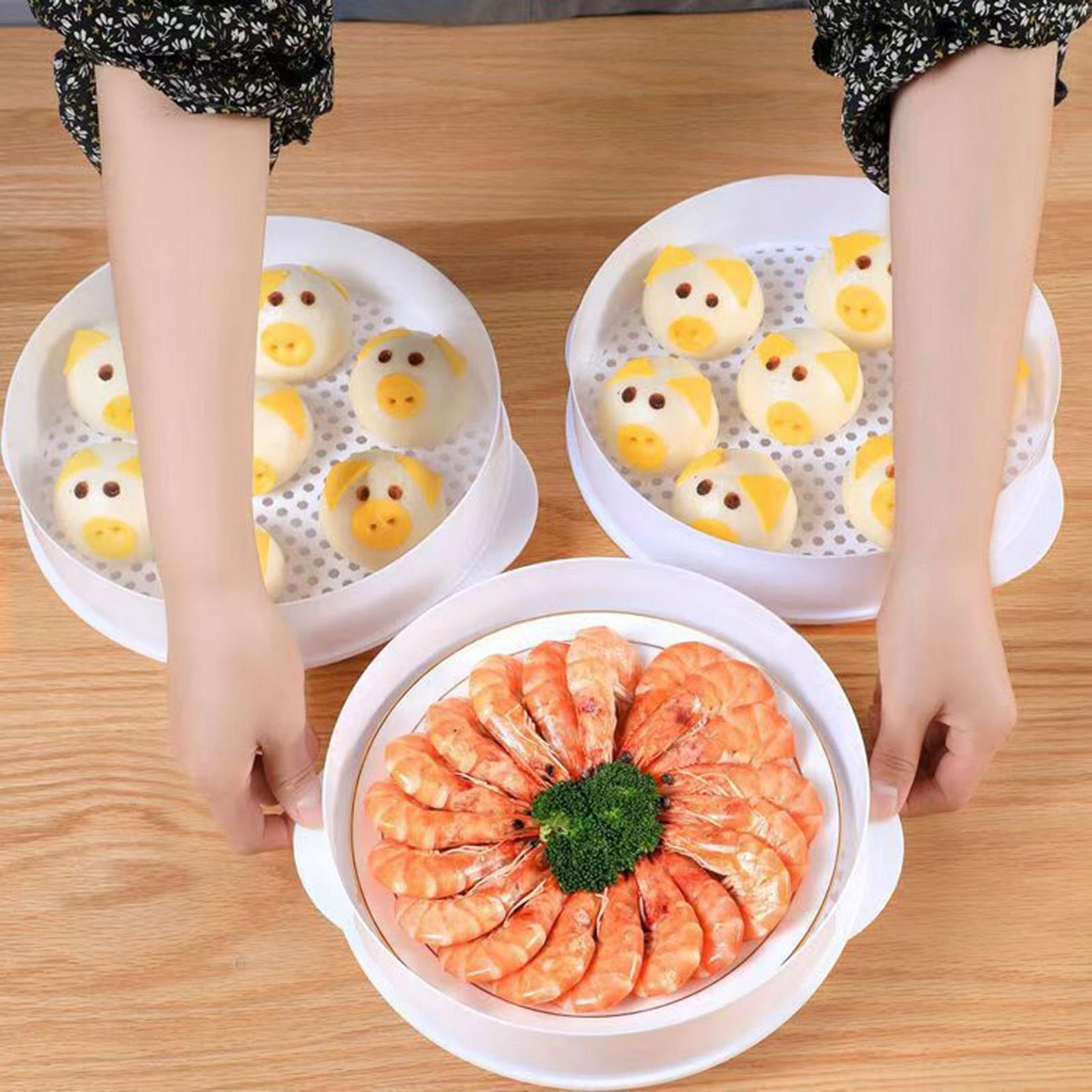 Microwave Steamer for Vegetable Cooking with Lid Food Steamer double layer Packaging status original