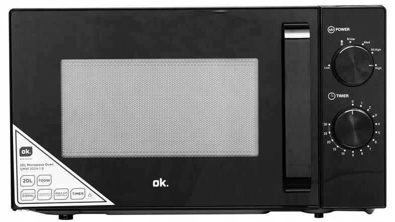 Microwave oven OK. OMW 2024-1 B Black 20l 700W 6 power levels Taler