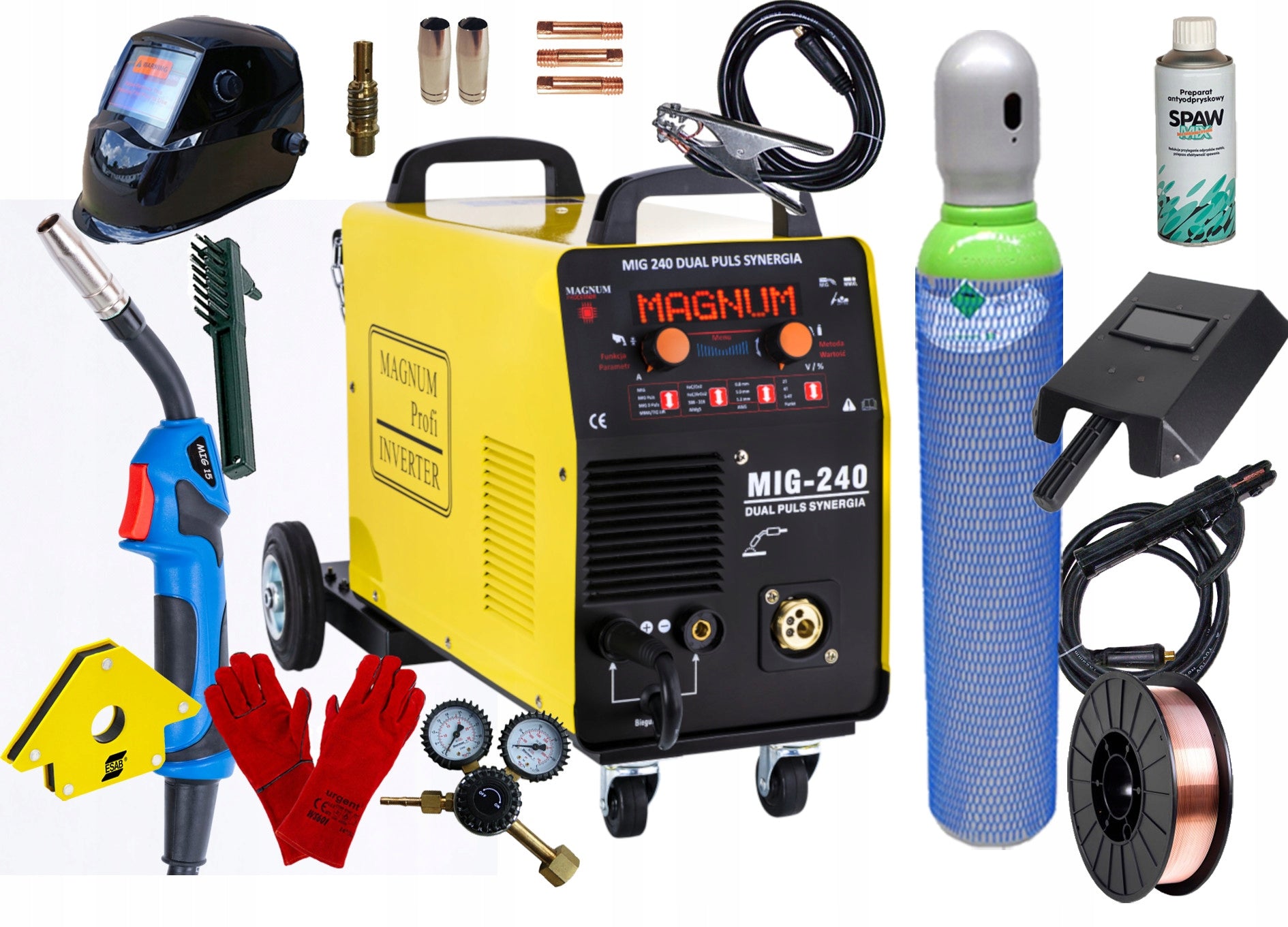 Migomat 200A welding machine Magnum MIG 240 Dual Pulse Synergy Aluminium Set