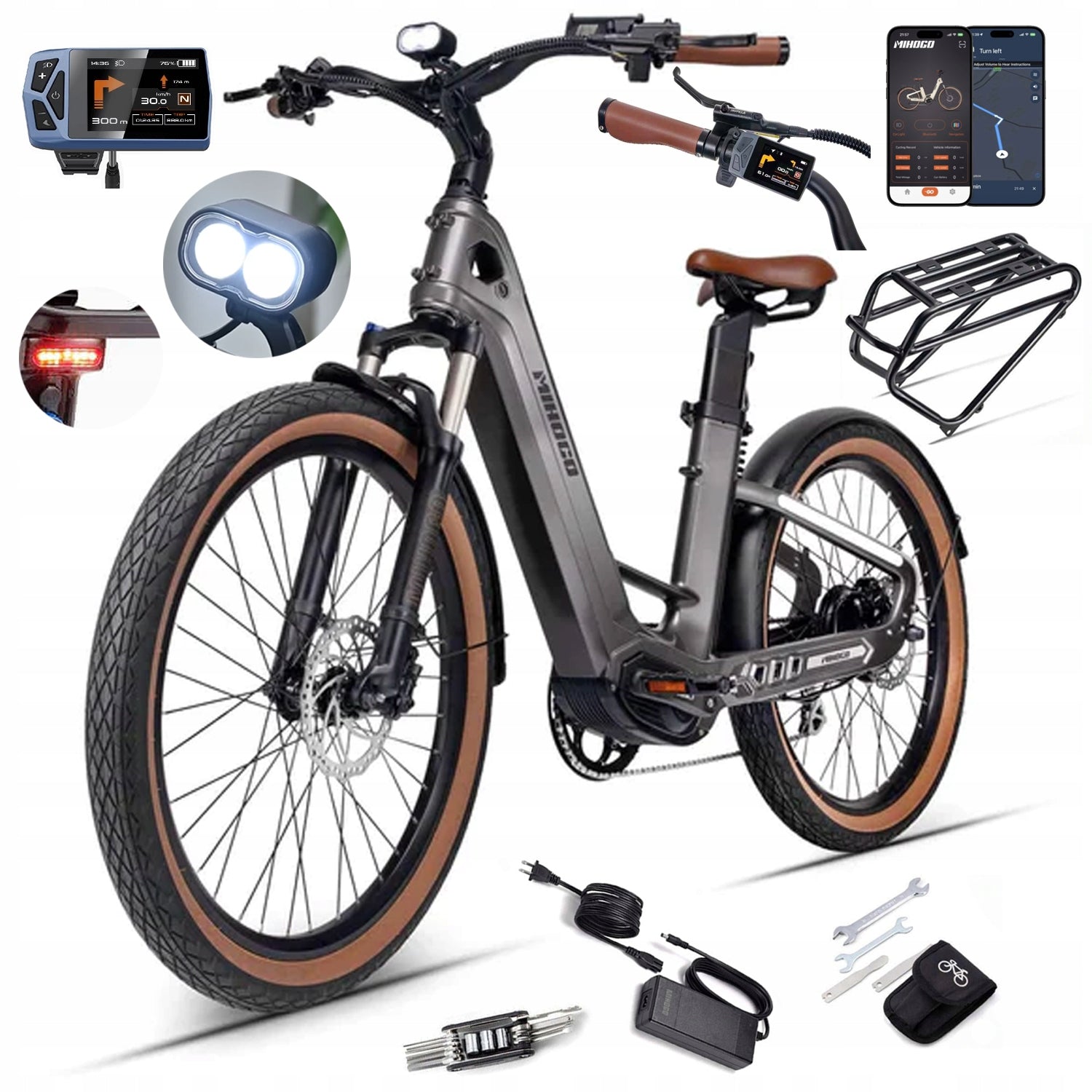 Mihogo Air Max Electric Vehicles 900W 200km 48V19.2Ah Carbon Fiber 26''
