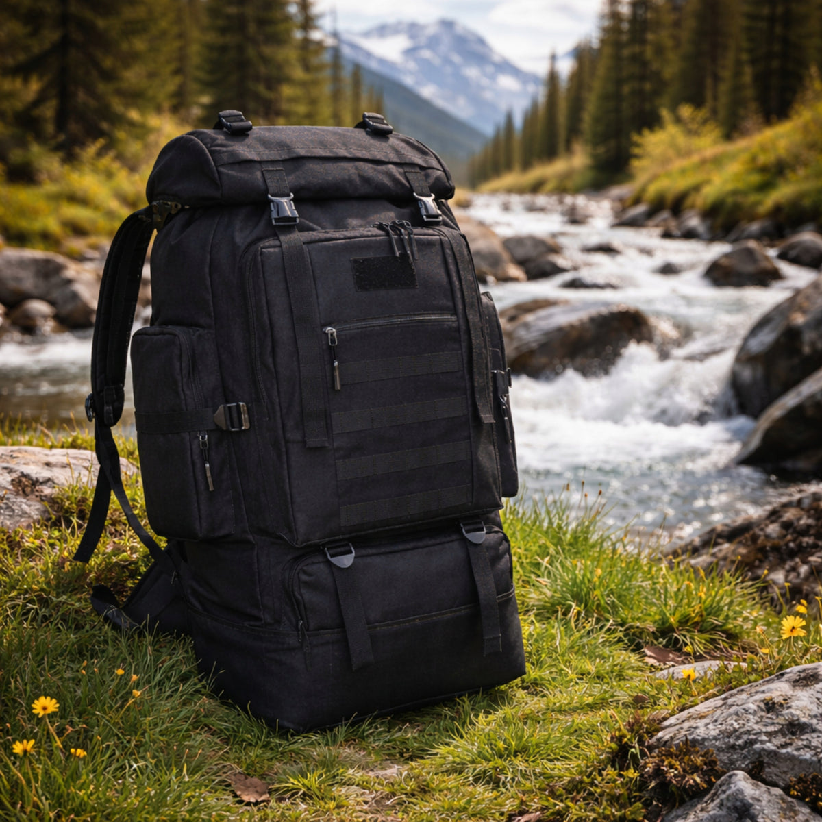 Military backpack 100L black large roomy tactical military survival Brand no brand