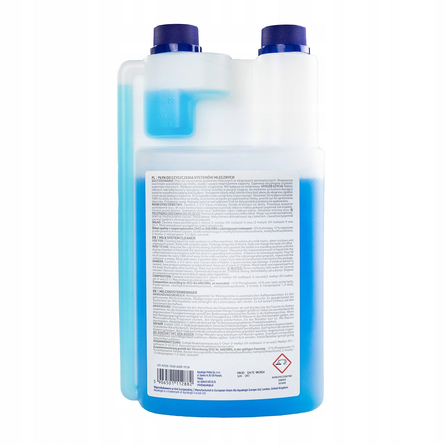 Milk System Cleaner For Espresso Machine - Aqualogis Latteo 1 liter Manufacturer code 5055906084901