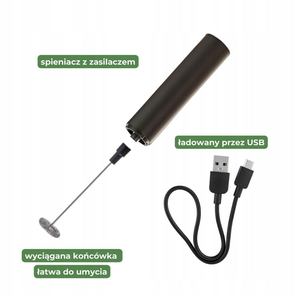 Milk frother and matcha electric hand black LATTEA with cover Brand no brand