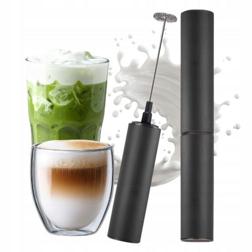 Milk frother and matcha electric hand black LATTEA with cover