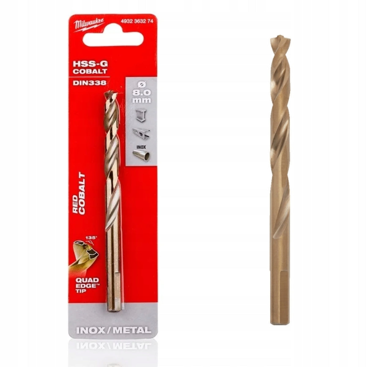 Milwaukee Cobalt Metal Drill Bit 8 mm 1 Pack Stainless Steel