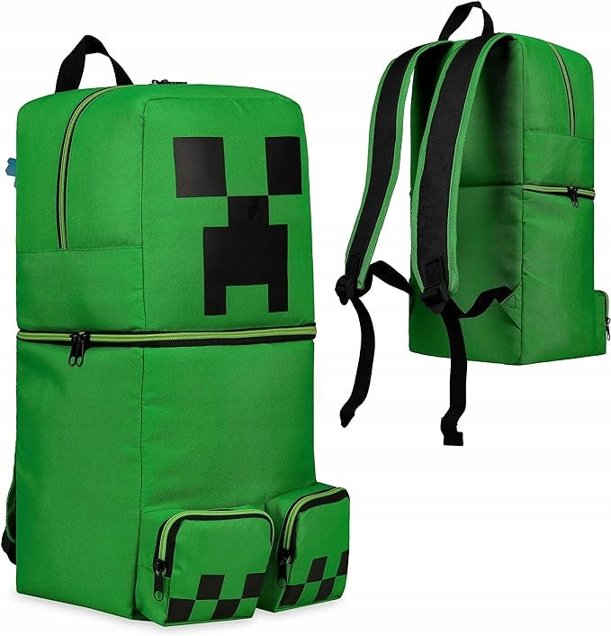 Minecraft Backpack Creeper - green, comfortable, roomy, travel, school