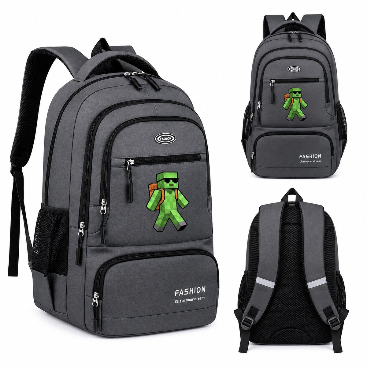 Minecraft School Backpack Spacious A4 Schoolbag Grey Manufacturer code 5903686895630
