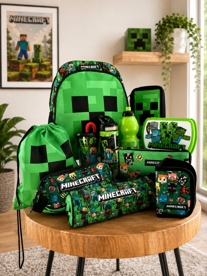 Minecraft XXL School Set - 11 Pieces | A4 School Backpack + Accessories