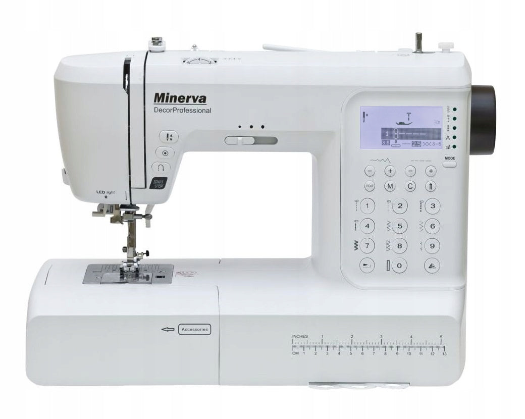 Minerva DecorProfessional computer sewing machine 400 stitches Dominant color white