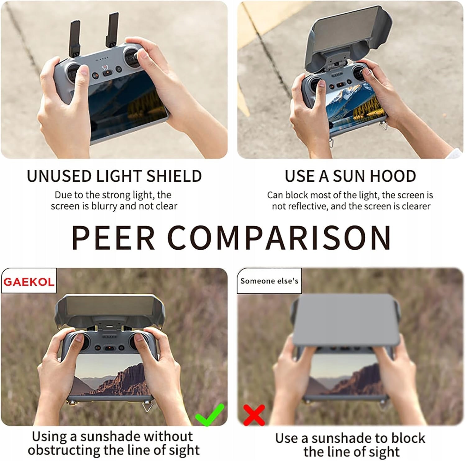 Mini 4 Pro 2 in 1 RC 2 Controller Sun Hood, for DJI Mini 4 Pro/Air 3 RC 2 Manufacturer code jj-1631