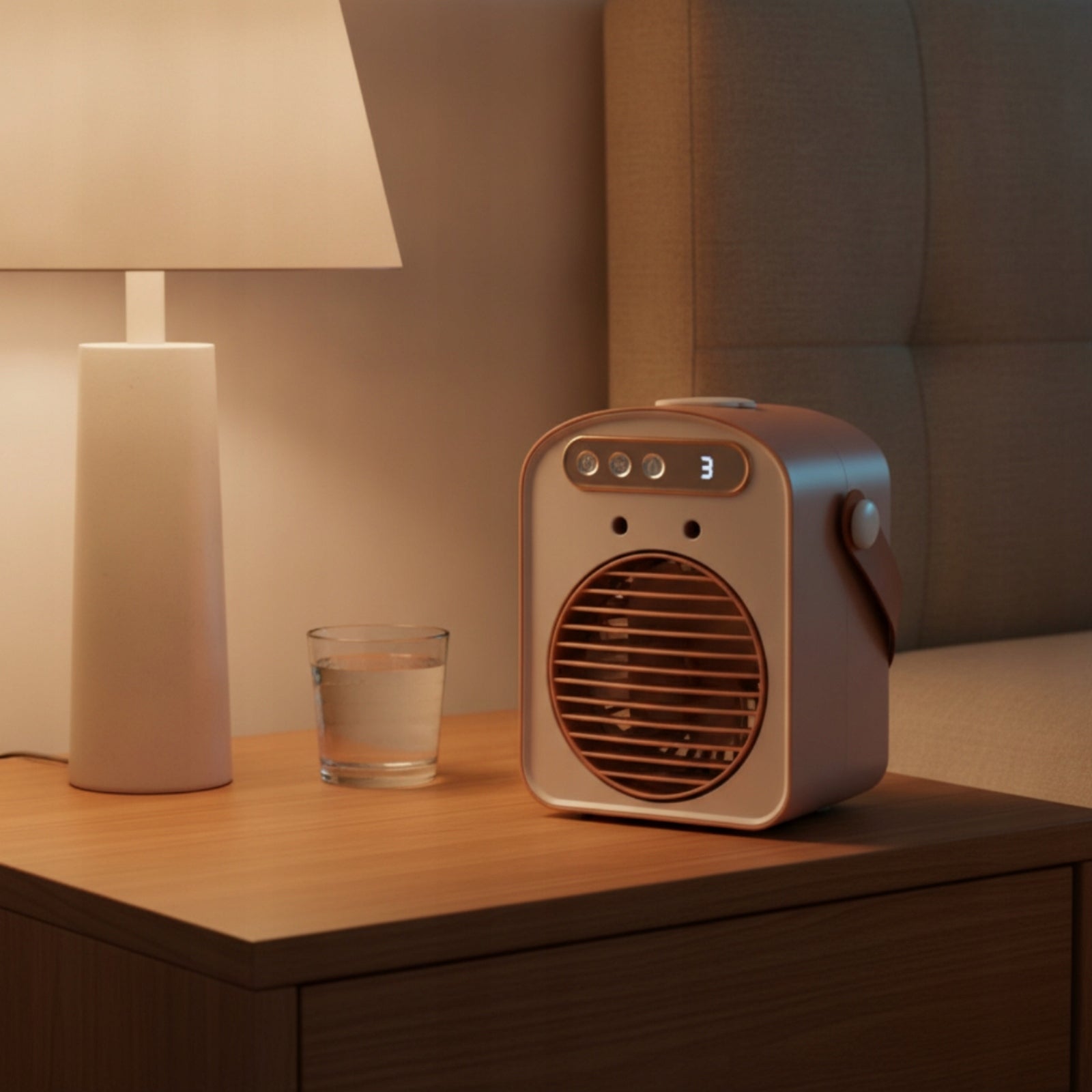 Mini Air Cooler with Handle Humidifying Mini Air Cooler Compact Dominant color white