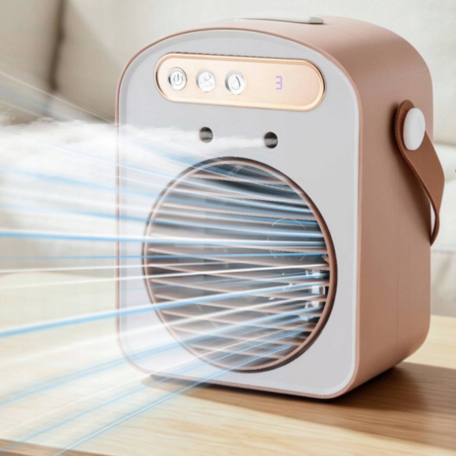 Mini Air Cooler with Handle Humidifying Mini Air Cooler Compact Model as described