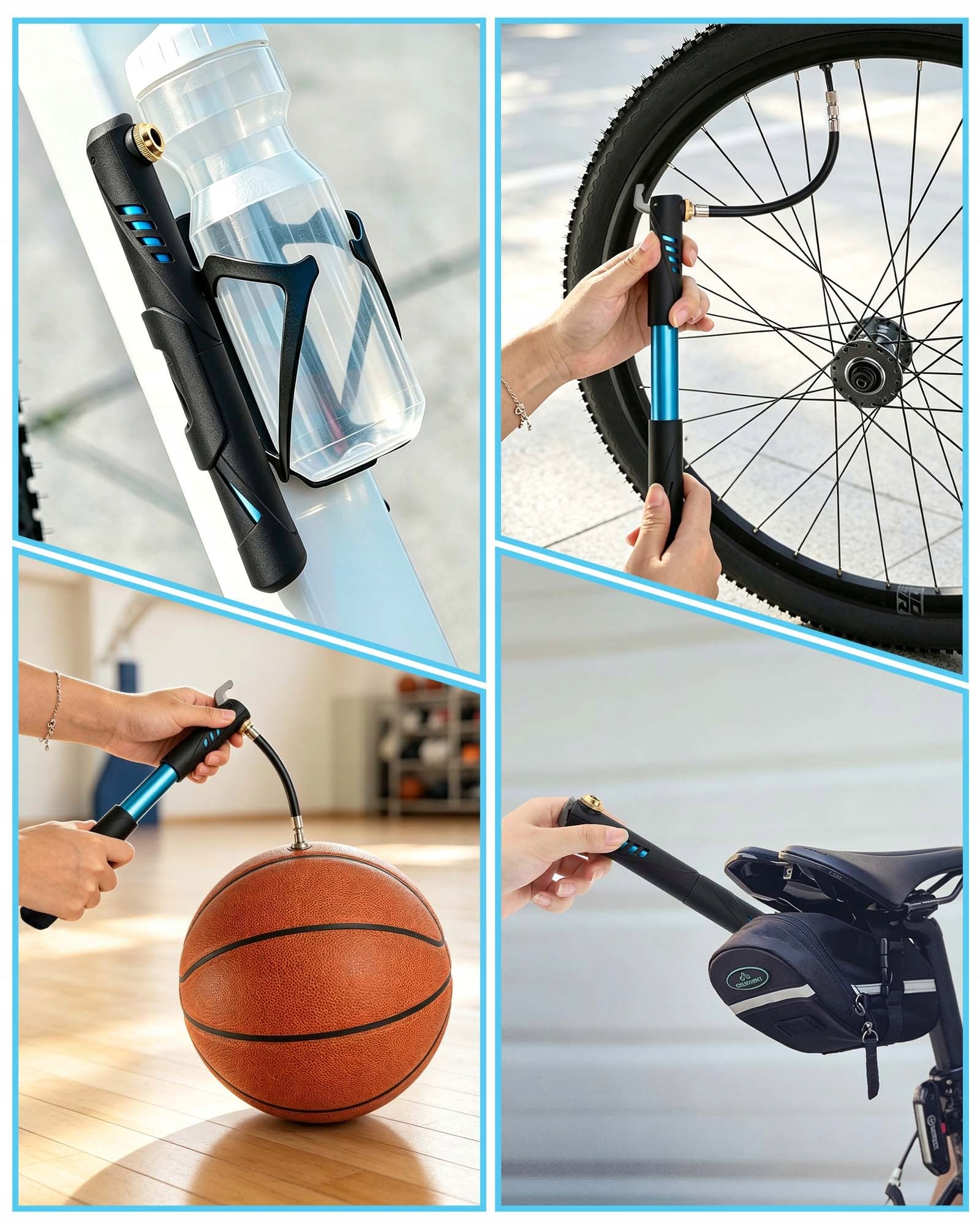 Mini Aluminum Pump for Bike with Hose, Presta Schrader Valves Packaging status original