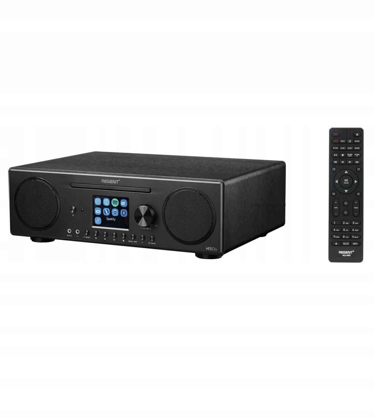 Mini CD Tower Internet Radio Spotify DAB+ FM I450S Black with Remote Control