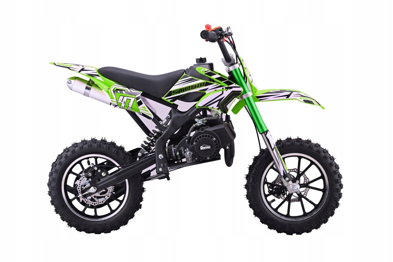 Mini Cross 49cc STORM Combustion Motorcycle For Children 40km/h Green Manufacturer code PSP.DB701SE.ZIE