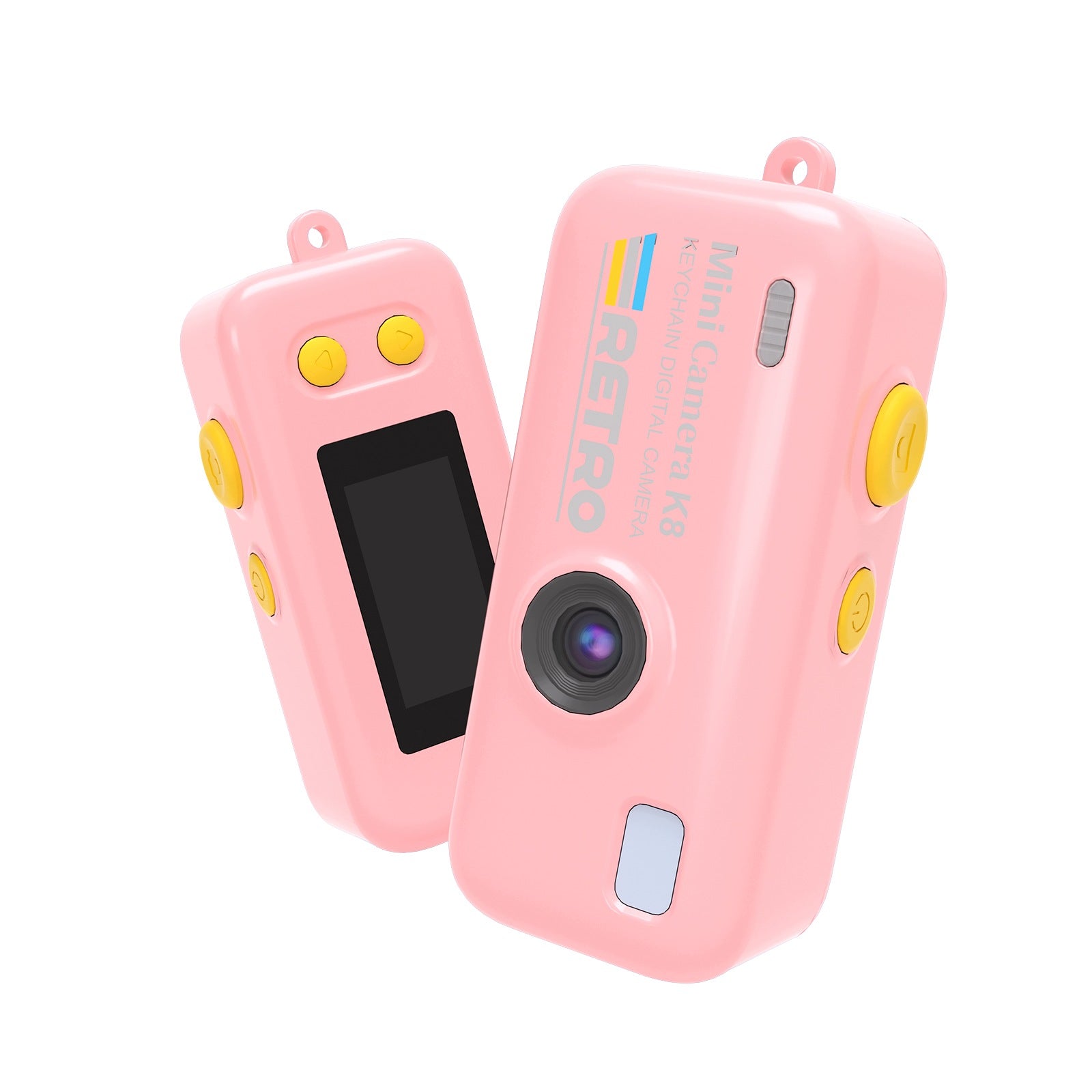 Mini Digital Camera Retro K8 HD Camera Keychain Vlogging Photo Video Pink