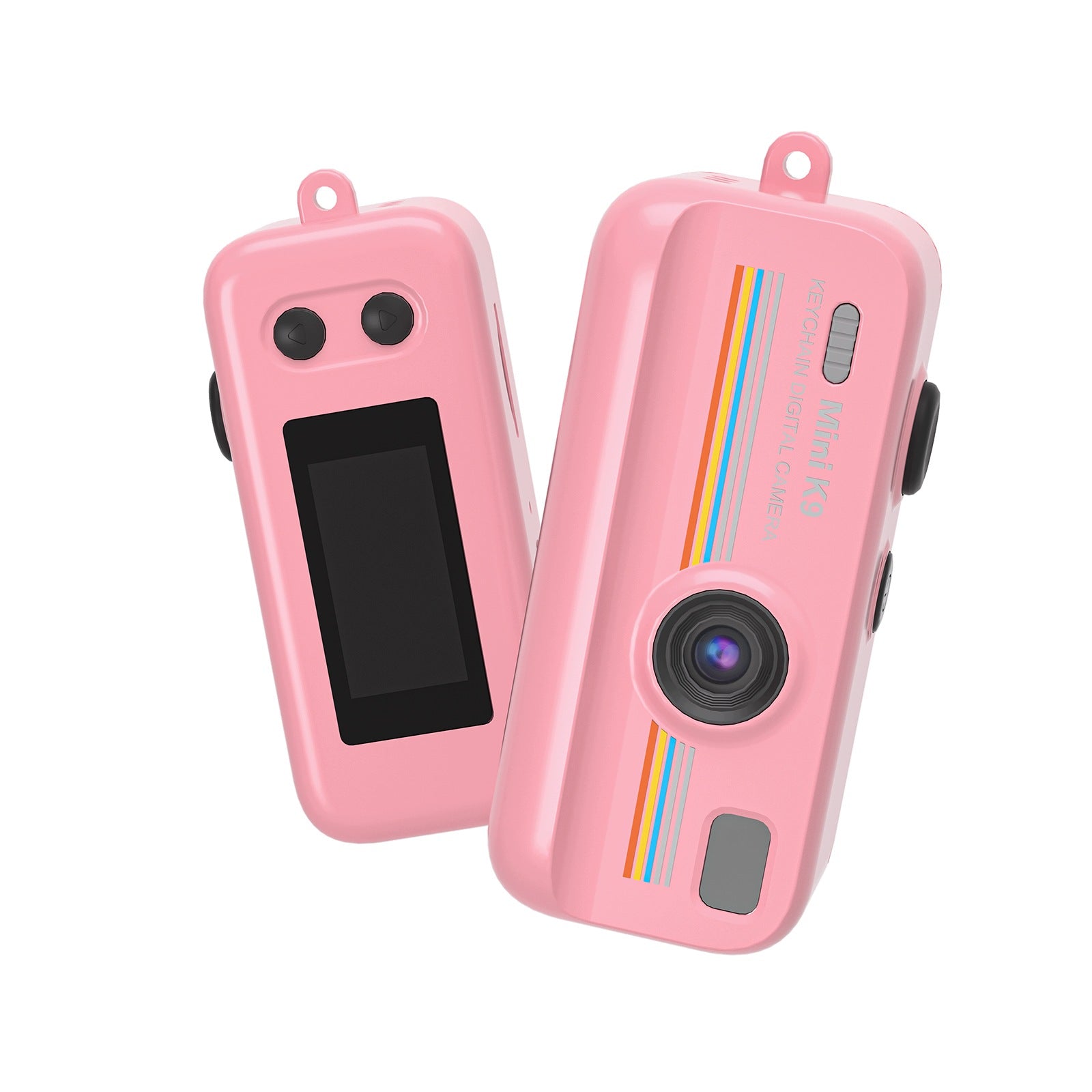 Mini Digital Camera Retro K9 HD Camera Vlogging Keychain Photo Video Pink