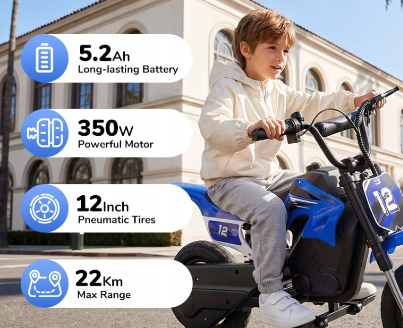 Mini Electric Motorcycle for Kids, 350W, Blue Brand no brand