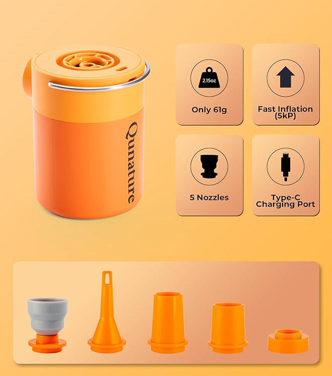 Mini Electric Pump 2in1 5kPa 400L/min 1500mAh+LED QUNATURE 600109001 OR Brand Qunature