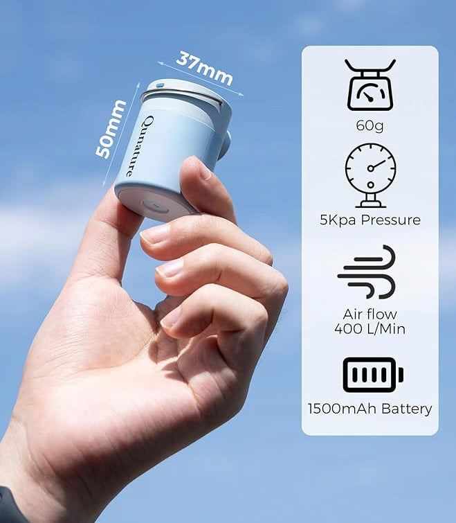 Mini Electric Pump 2in1 5kPa 400L/min 1500mAh+LED QUNATURE 600109002 BL Brand Qunature