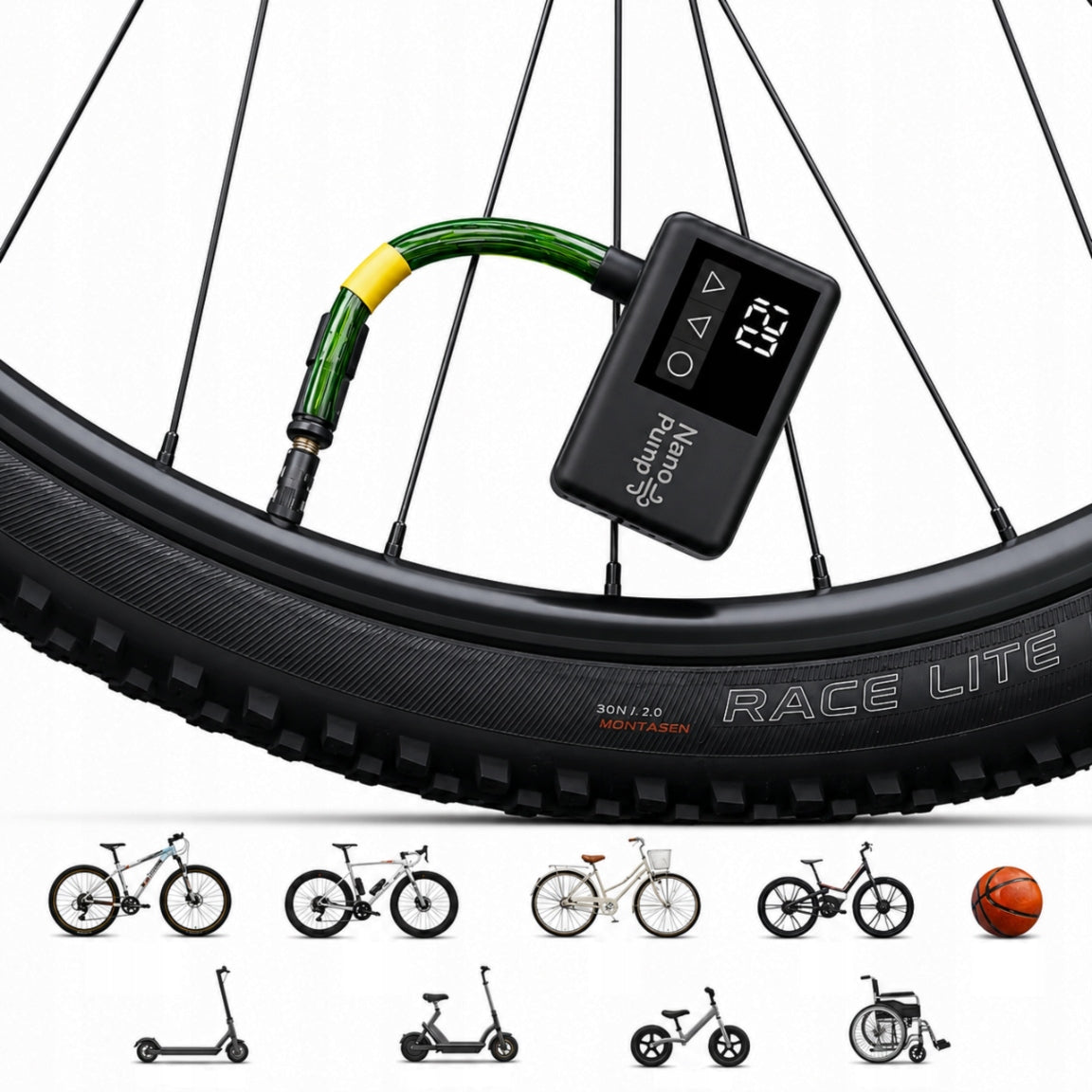 Mini Electric Pump Nano Pump for Bicycle Scooter Balls Weight 108 g