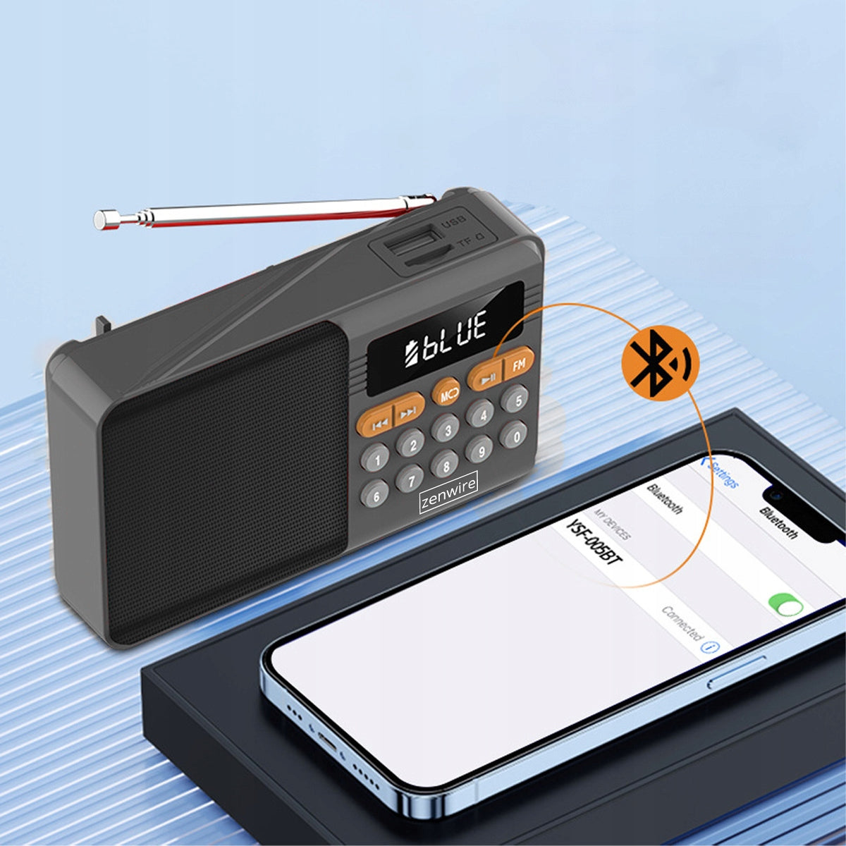 Mini FM Radio Bluetooth Portable Battery Operated Kitchen Speaker Wireless Packaging status original