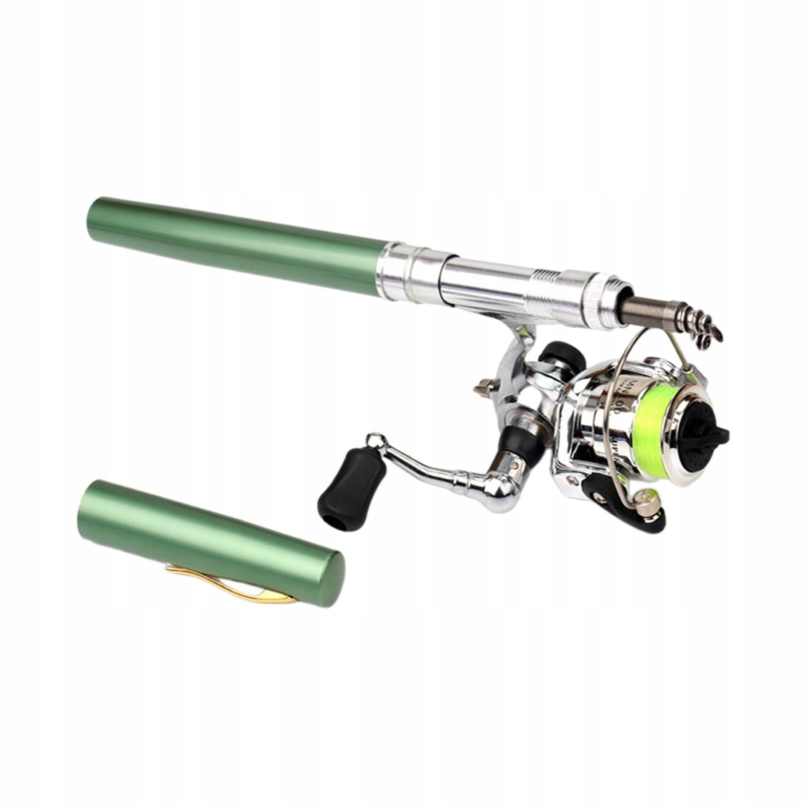 Mini Fishing Rod and Reel Combo 55inch Telescopic Fishing Rod for Ice Green