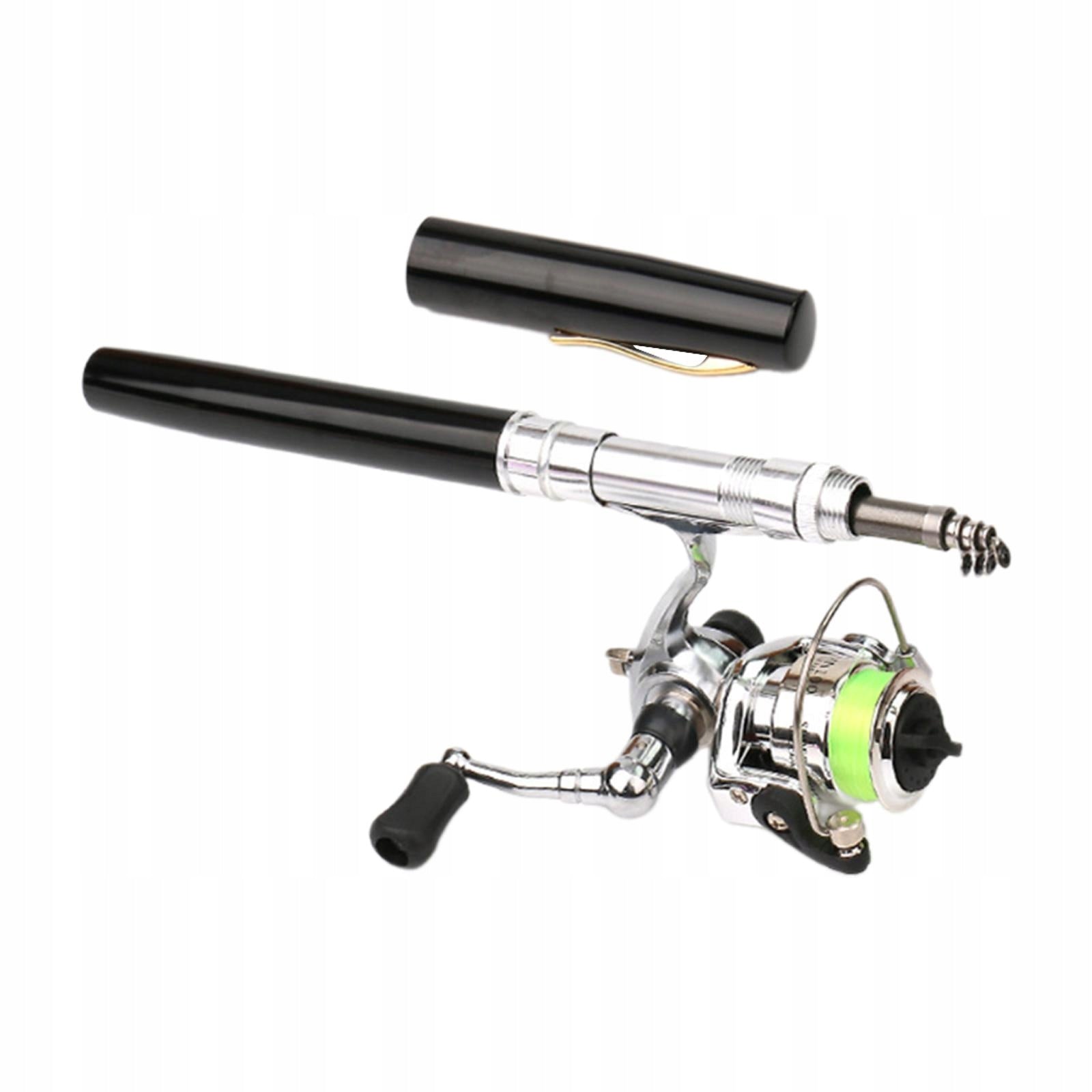 Mini Fishing Rod and Reel Mini Pen Fishing Pole Pocket Compact for Black Brand no brand