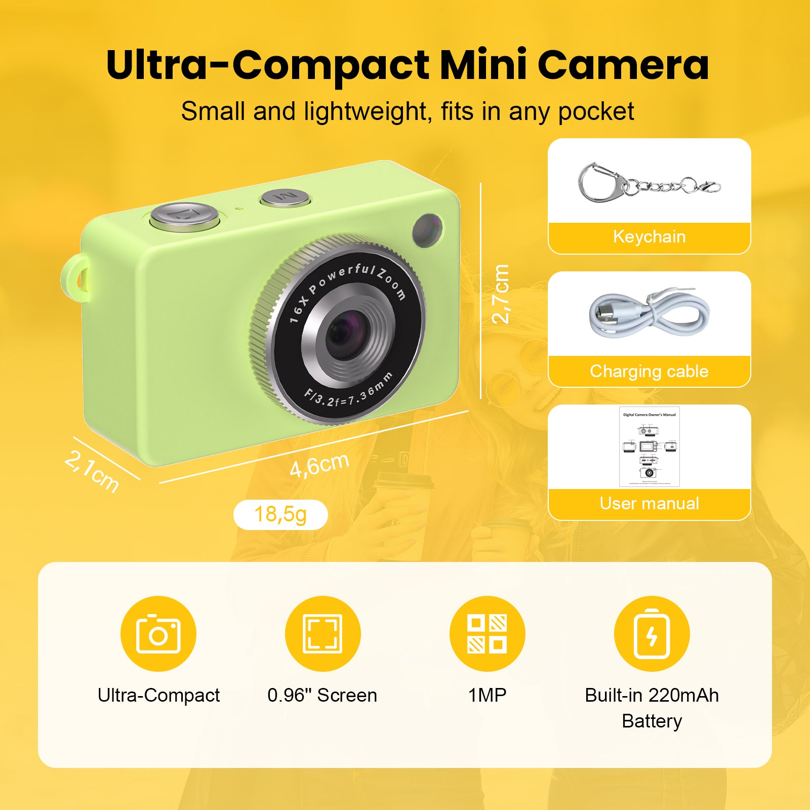 Mini HD Digital Camera Pocket Camera USB-C Filters Webcam Resolution 1 Mpx