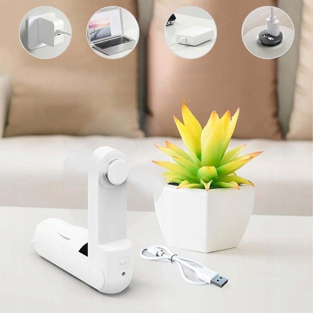 Mini Handheld Fan Folding USB Rechargeable 3 Speeds Cute Packaging status original