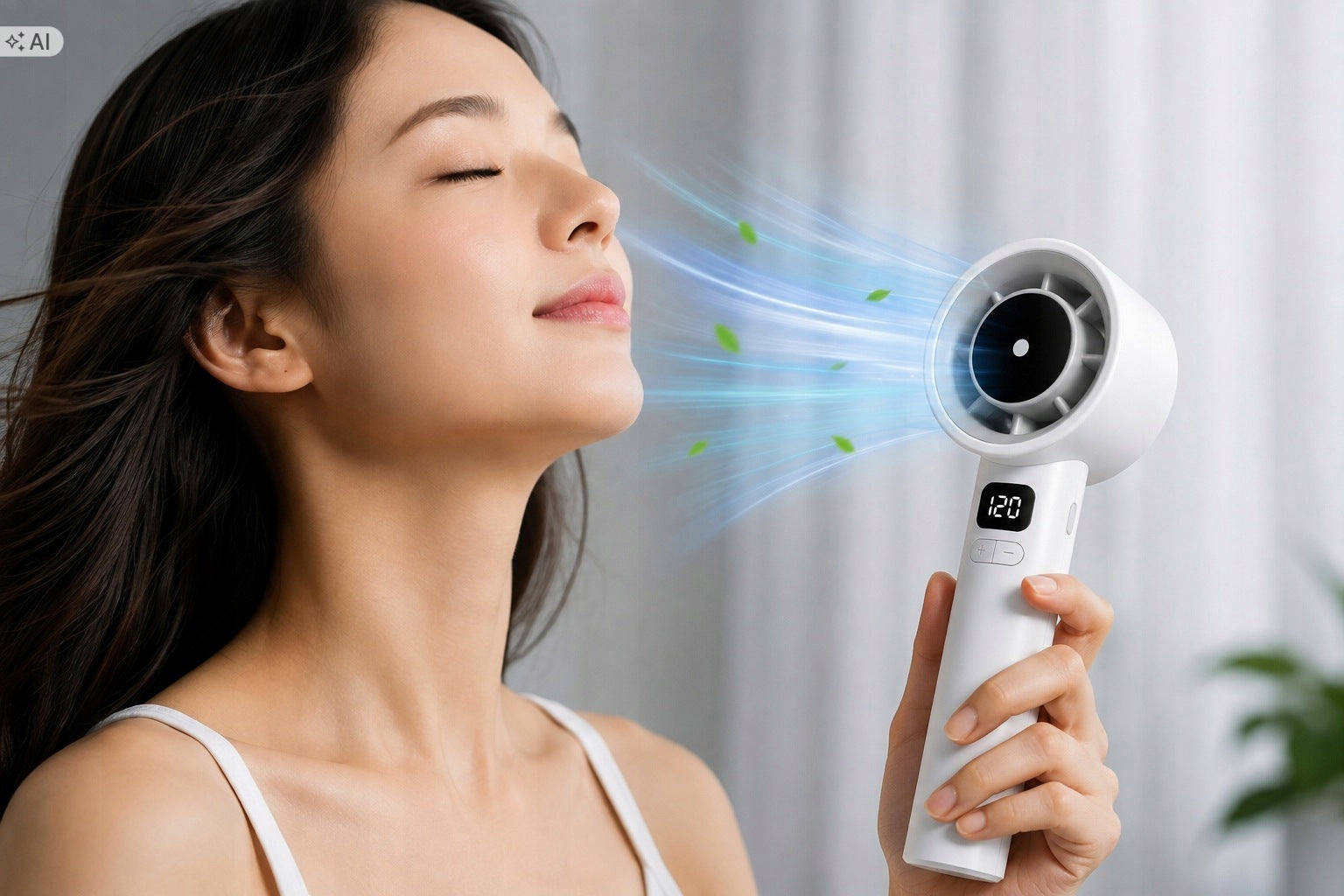Mini Handheld Fan Turbo USB-C 120 Speed LED Display White Fan type mini