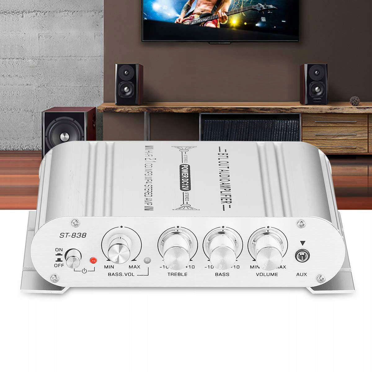 Mini HiFi Power Amplifier 80W STEREO Aluminum Audio 12V Model shkjzf28