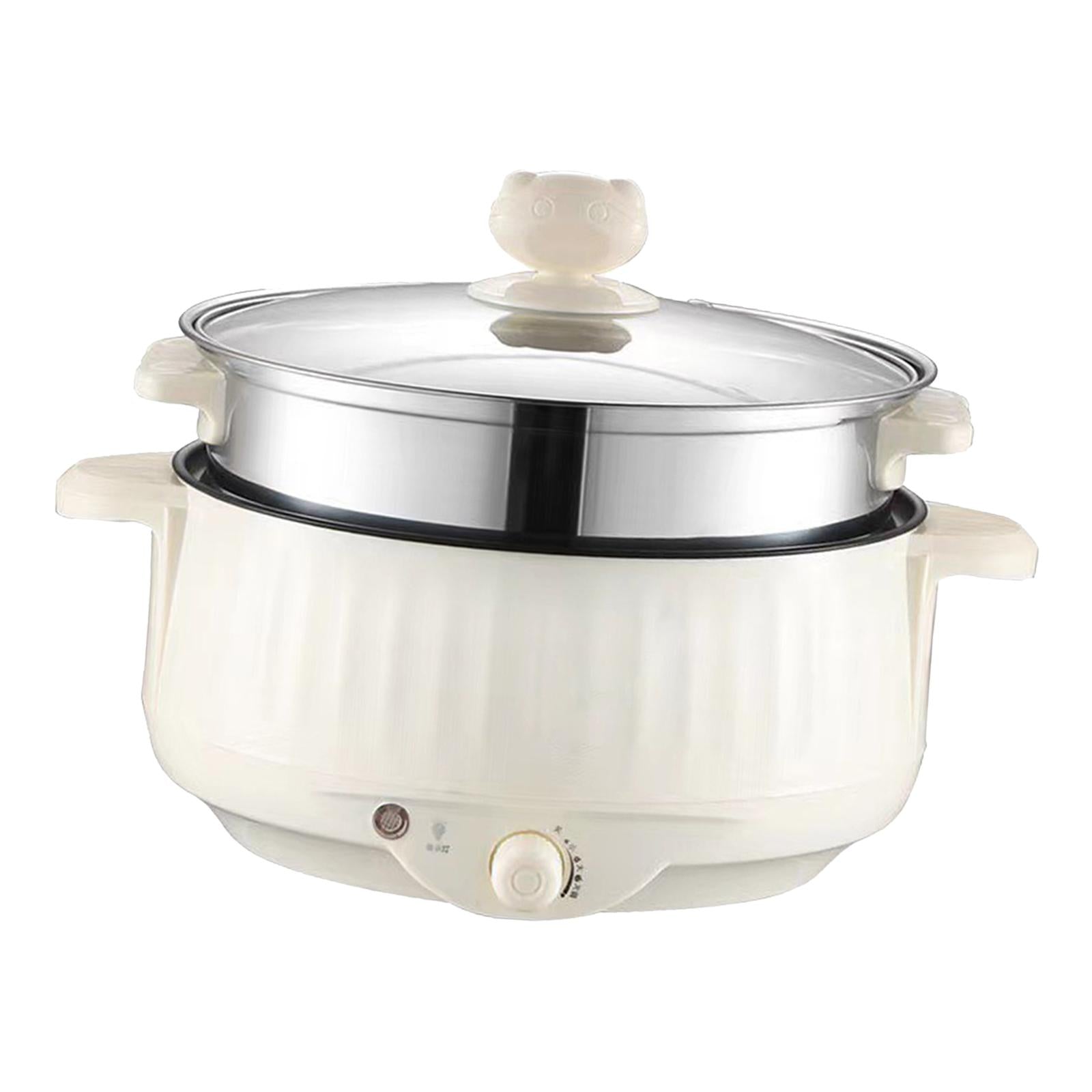 Mini Hot Pot Nonstick Multipurpose Portable Electric Beige with Steamer Brand no brand