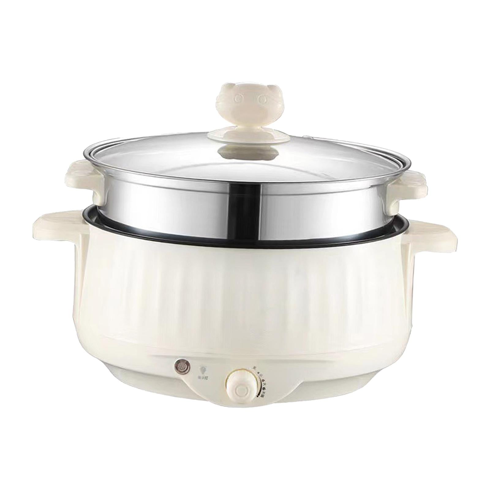 Mini Hot Pot Nonstick Multipurpose Portable Electric Beige with Steamer