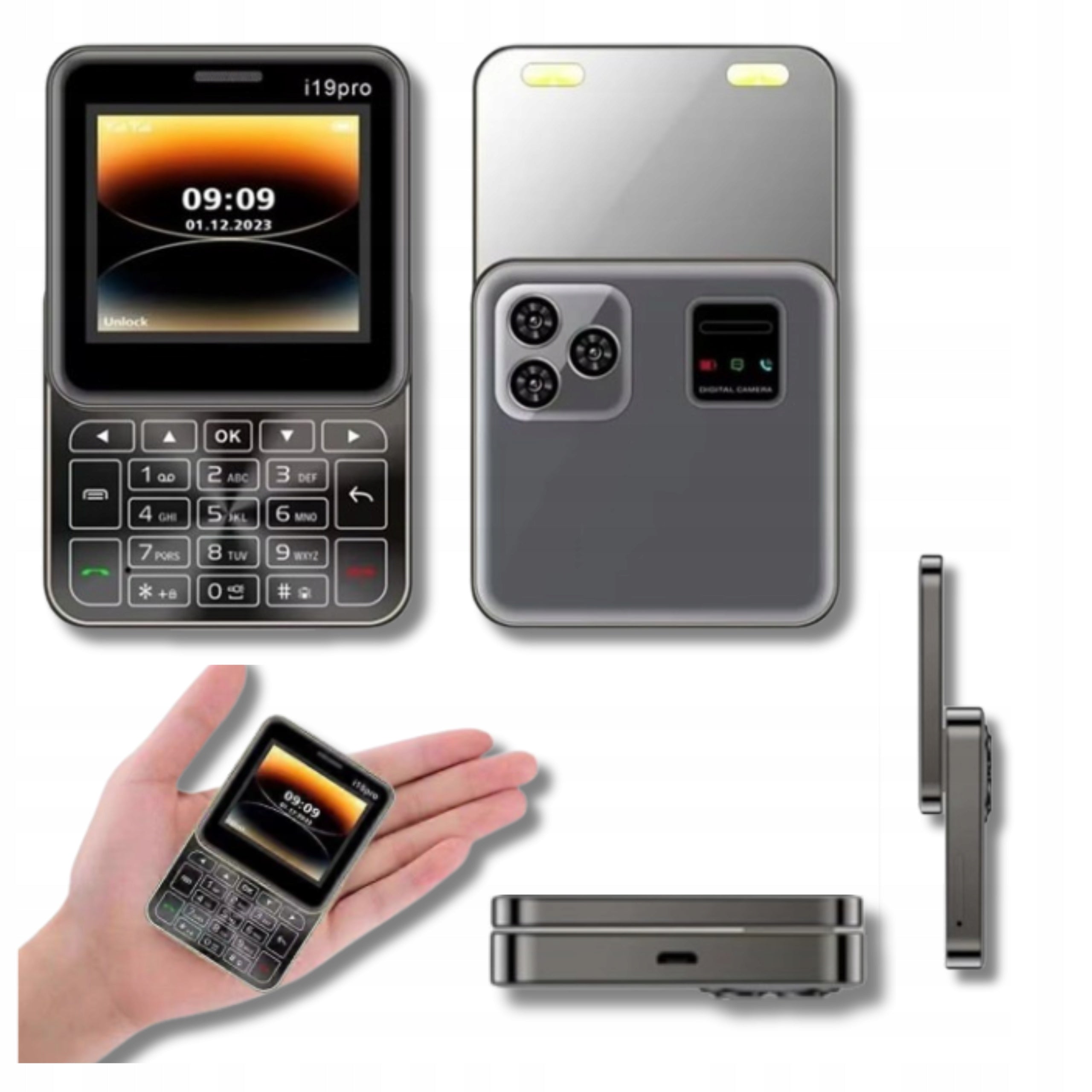 Mini Phone Small Phone Discreet Pocket Smartphone Black Foldable