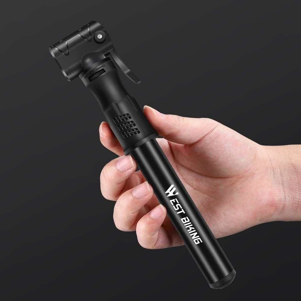 Mini Portable Bicycle Pump Aluminum Black Color black