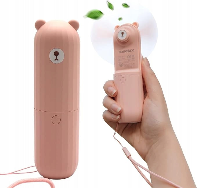 Mini Portable USB Rechargeable Handheld Windmill with Bow Pink 2500 mAh Power supply USB