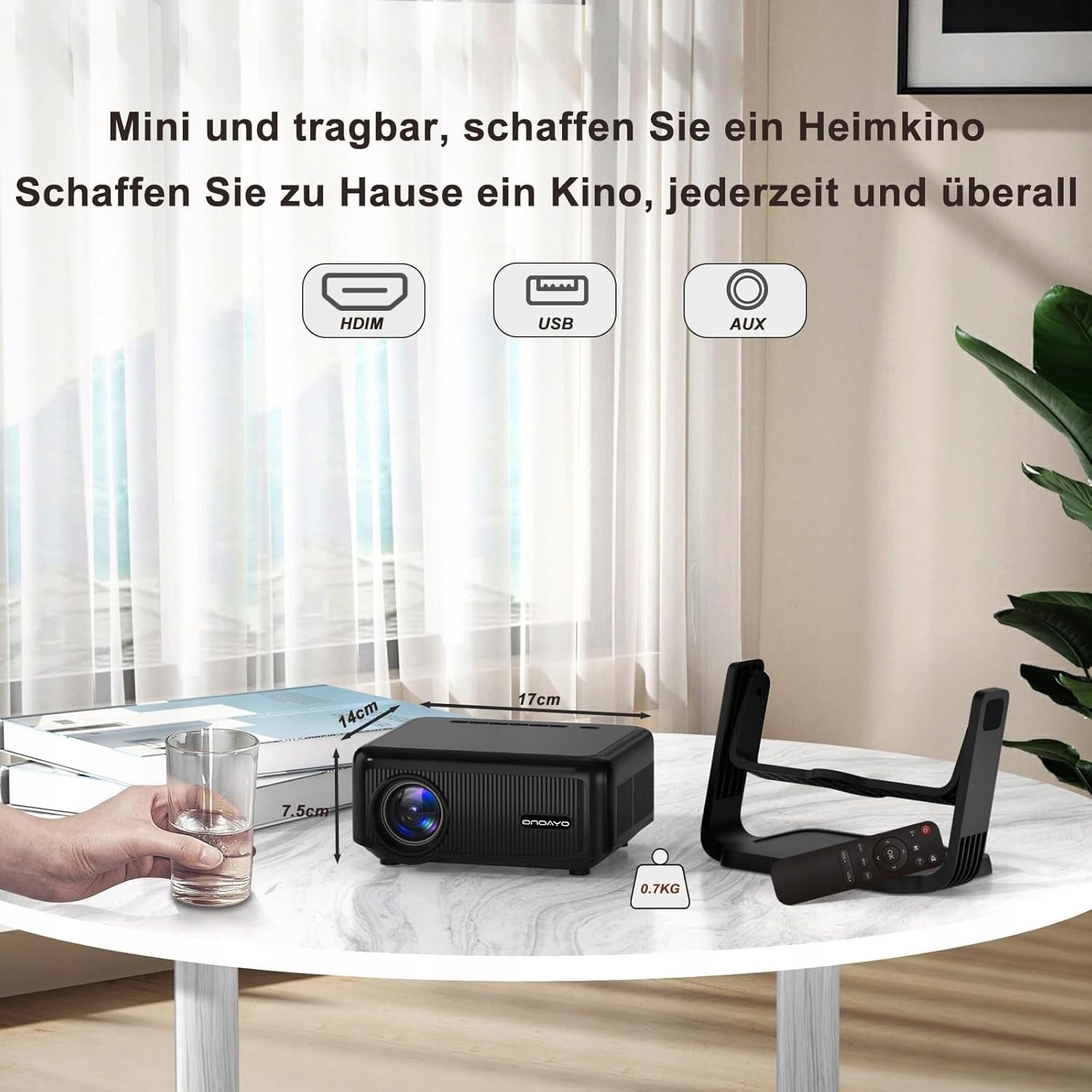 Mini Projektor 360° Rotatable 25000LM 1080P HD WiFi6 Bluetooth ONOAYO 4K Packaging status original