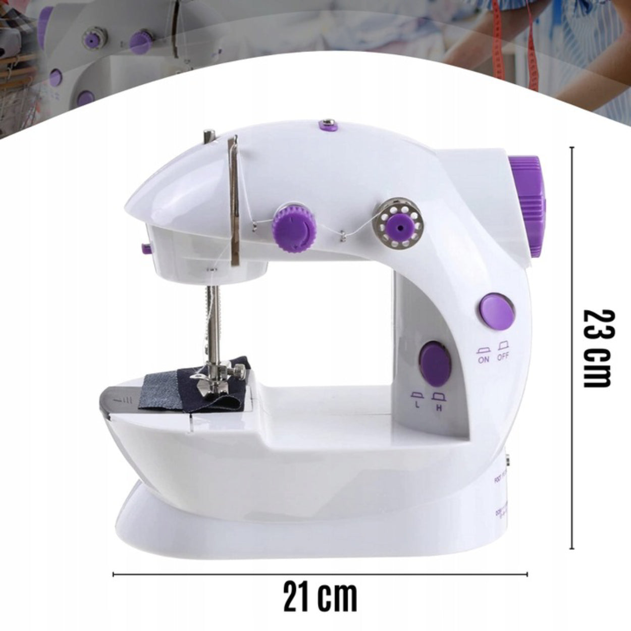 Mini Sewing Machine Led Backlight Portable 2 Modes + Akcesoria Hook swing