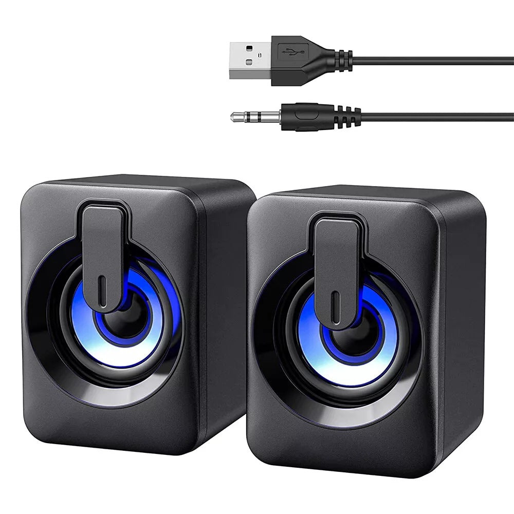 Mini Speaker, Compact RGB Stereo Speakers USB AUX Desktop Speakers