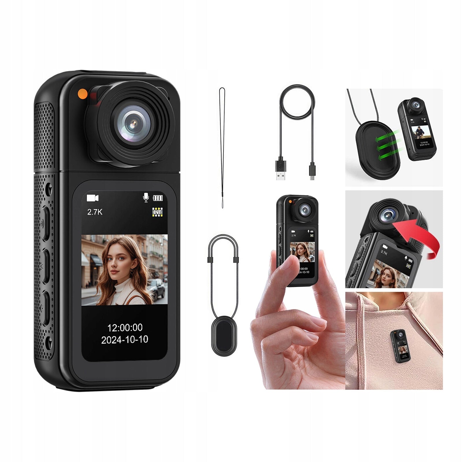 Mini Sports Camera, HD 1080P Holder Clip String Mini Camera Resolution 1000 Mpx