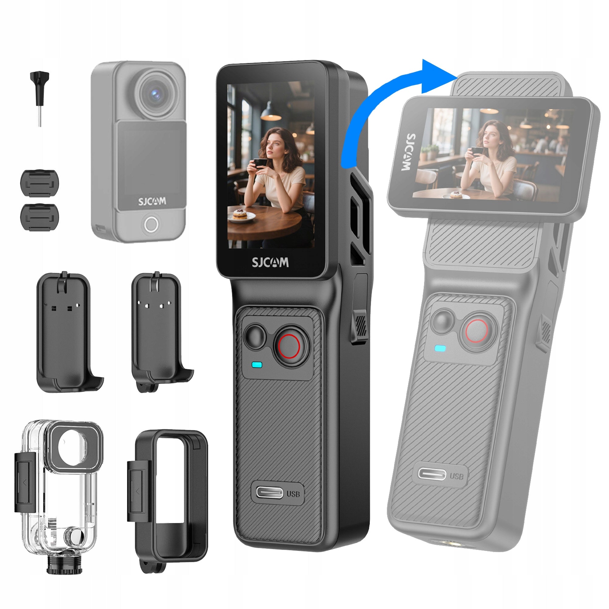 Mini Sports Camera SJCAM C400 Rotating Screen Remote Control 4K WiFi 7h