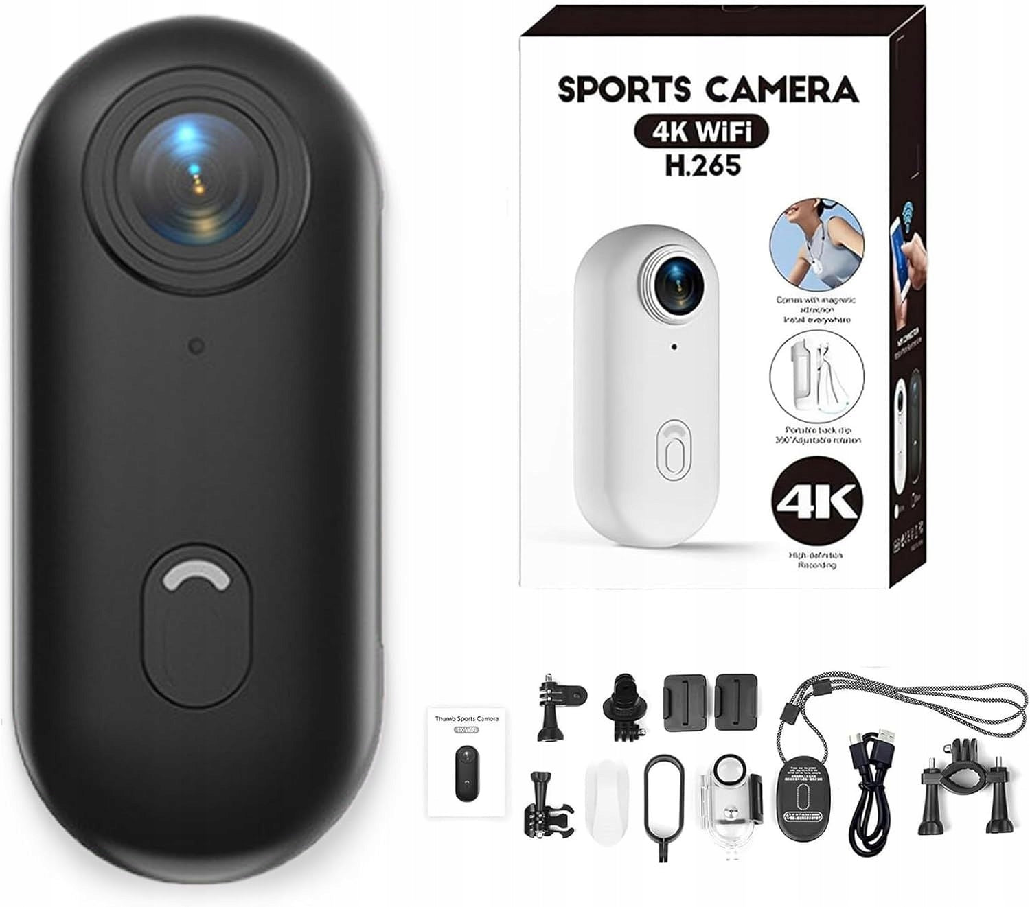Mini Sports Camera with WiFi 4K UHD Angle 140°Portable Waterproof KIT Manufacturer code LynkCust kamerka sportowa